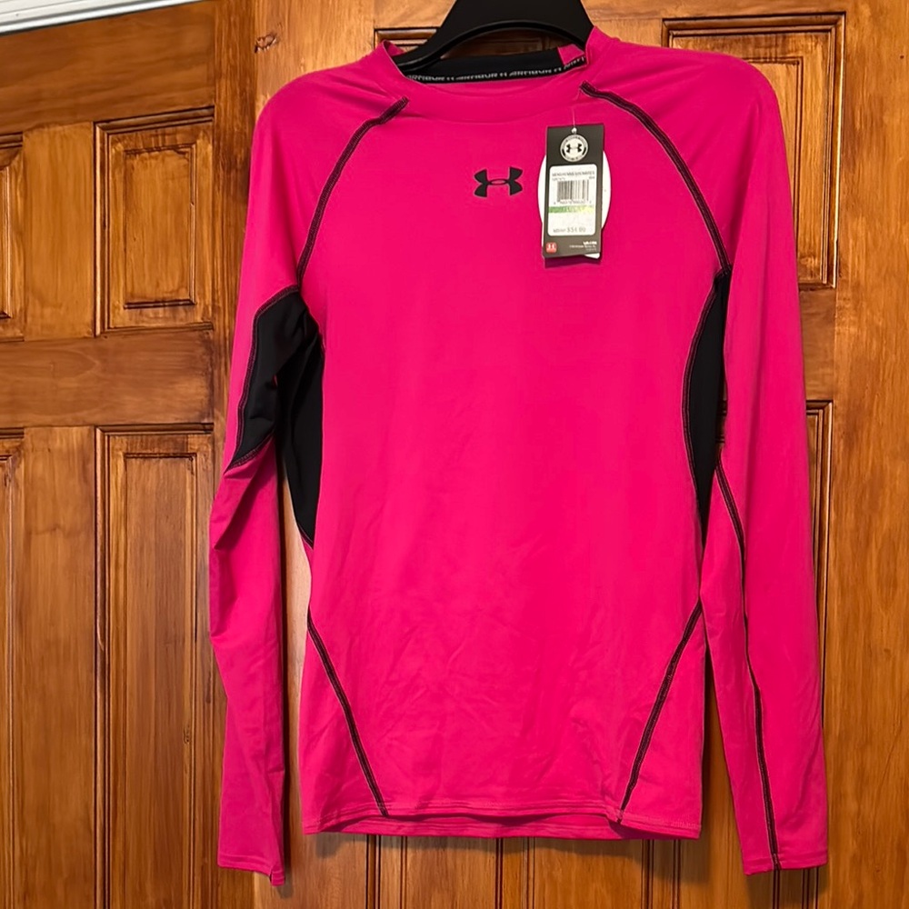 Under Armour HEATGEAR COMPRESSION PINK and Black Long Sleeve Top.  NWT